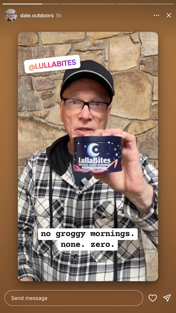 Instagram story from a customer tagging @LULLABITES: waking up with no groggy feeling.