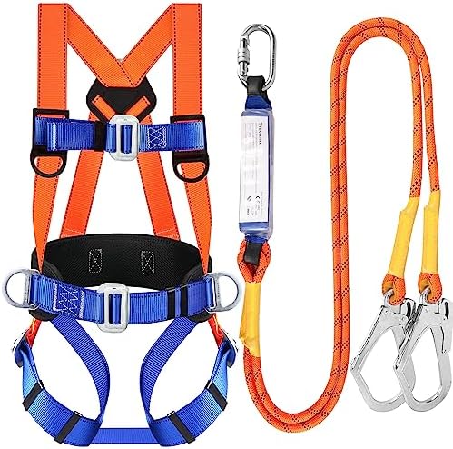 Dromex Full Body Harness with Double Lanyard Scaffold Hooks & Waist Belt DFA-PN21 2
