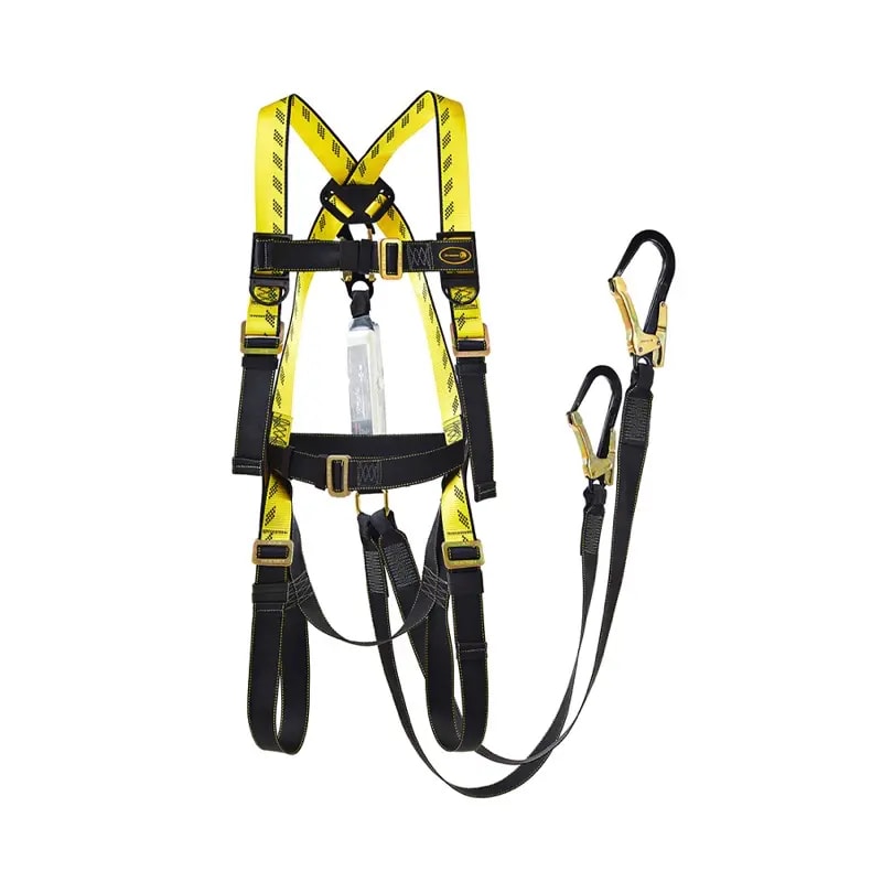 Dromex Full Body Harness with Double Lanyard Scaffold Hooks & Waist Belt DFA-PN21