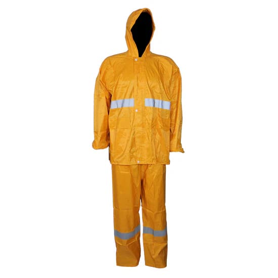 YELLOW RUBBERISED RAIN SUIT WITH REFLECTIVE