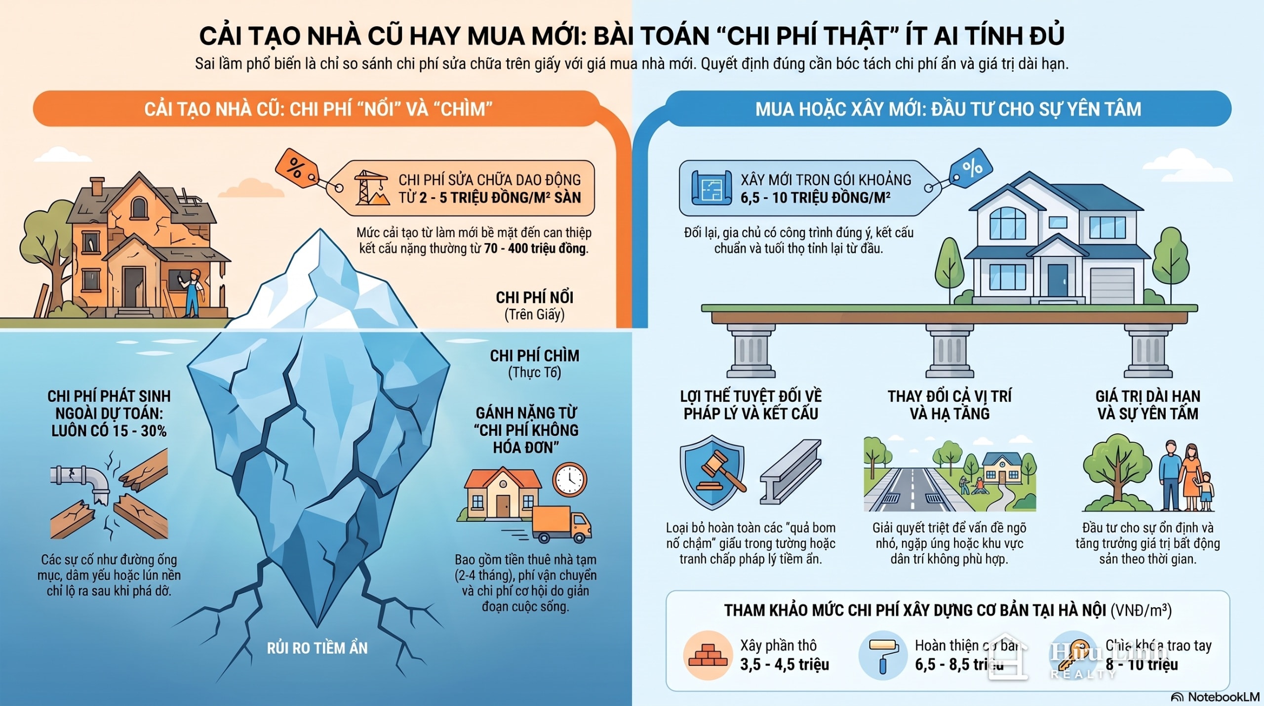 Infographic Cải tạo nhà cũ hay mua mới: bài toán chi phí thật ít ai tính đủ