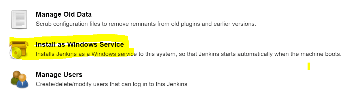 Install Jenkins as a Windows service