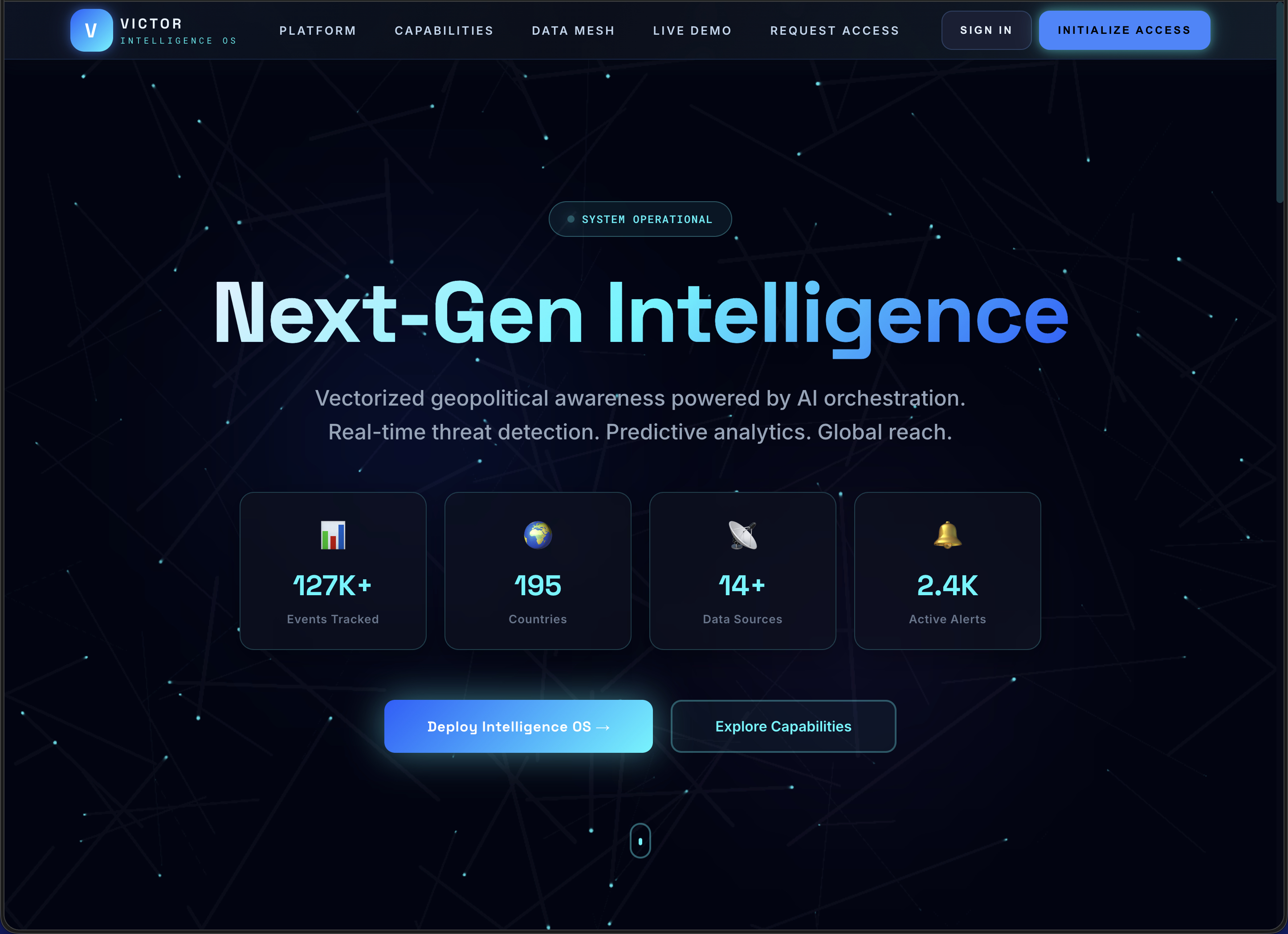 Screenshot of VICTOR — Vectorized Intelligence for Conflict Tracking & Operational Reporting