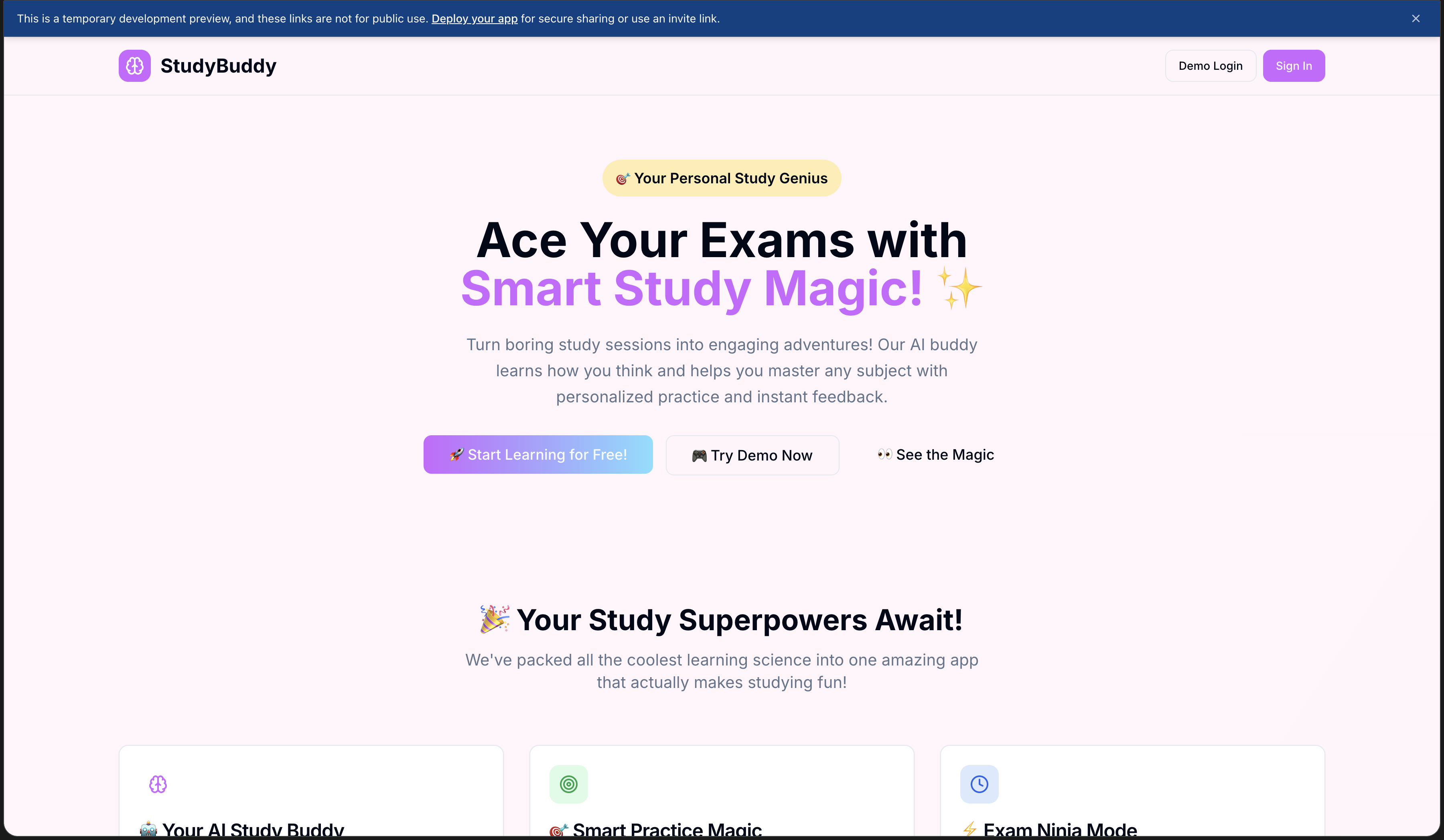 Screenshot of StudyBuddy