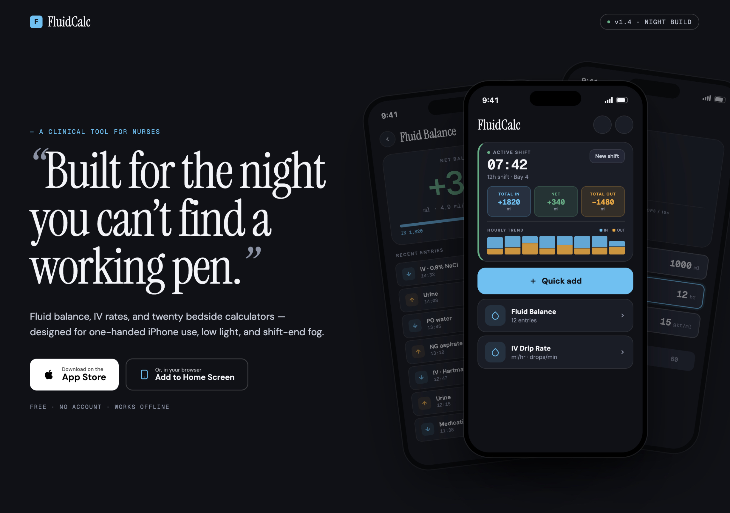 Screenshot of FluidCalc — Clinical Fluid & IV Calculator