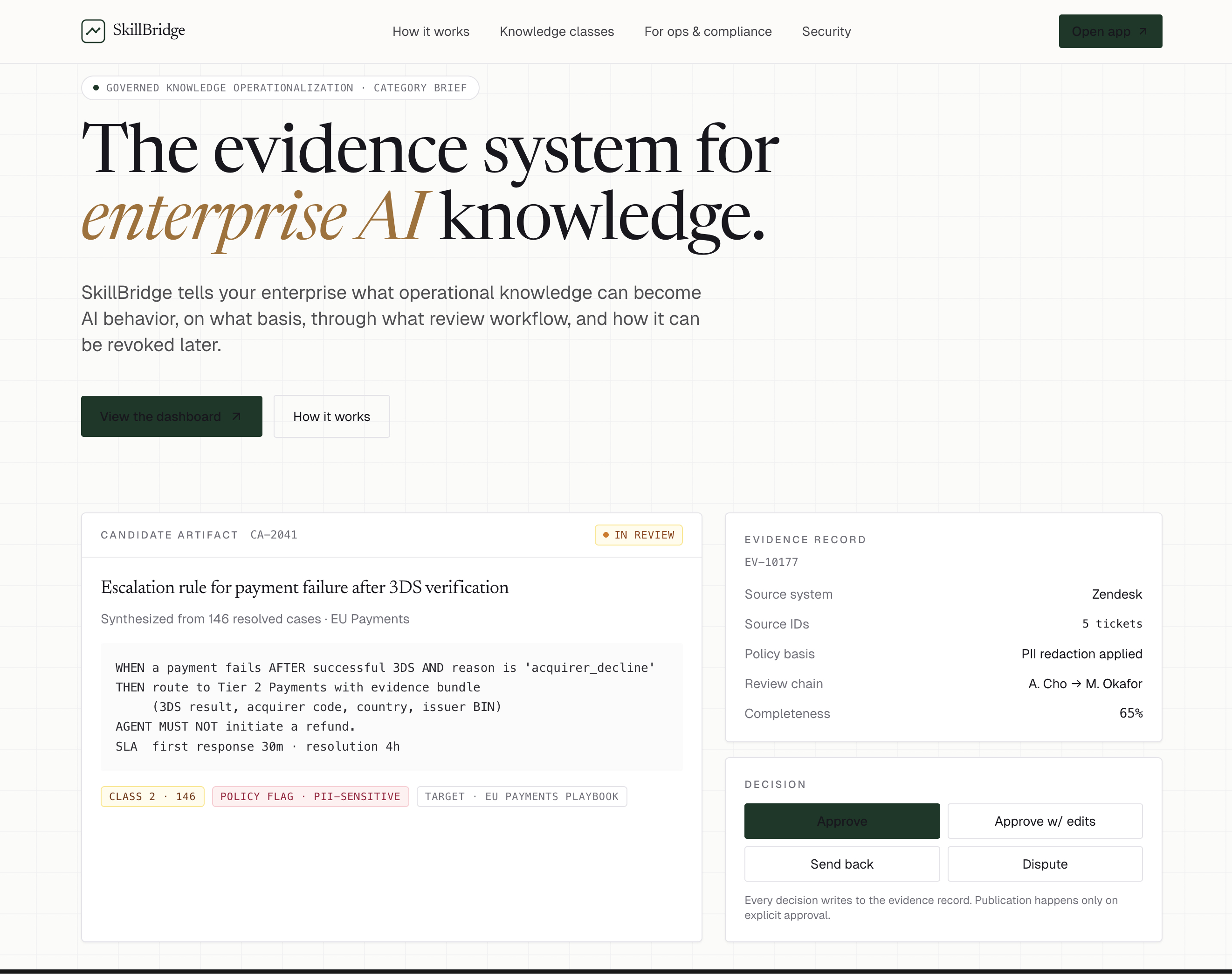 Screenshot of SkillBridge — Knowledge Governance Platform for Enterprise AI