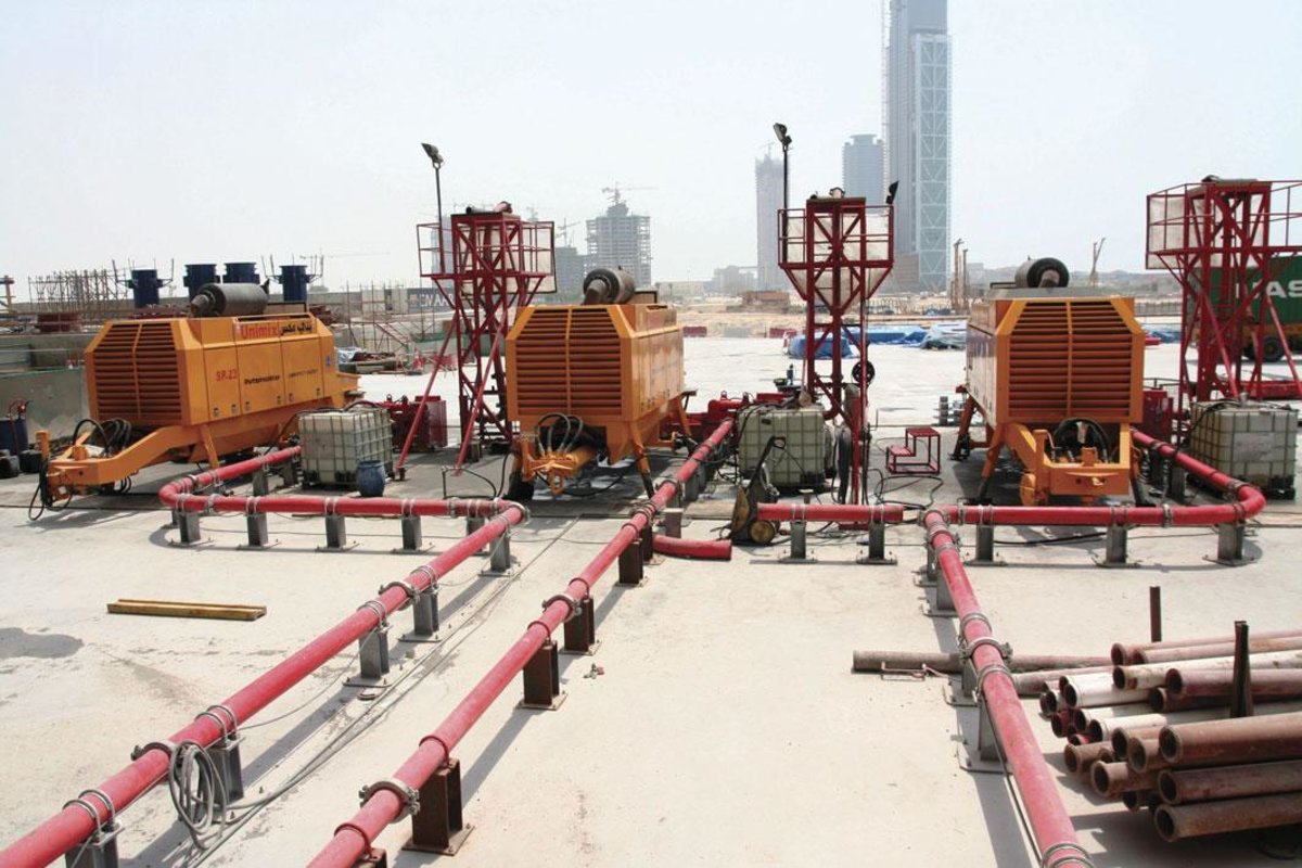 Concrete pumping system used during Burj Khalifa construction