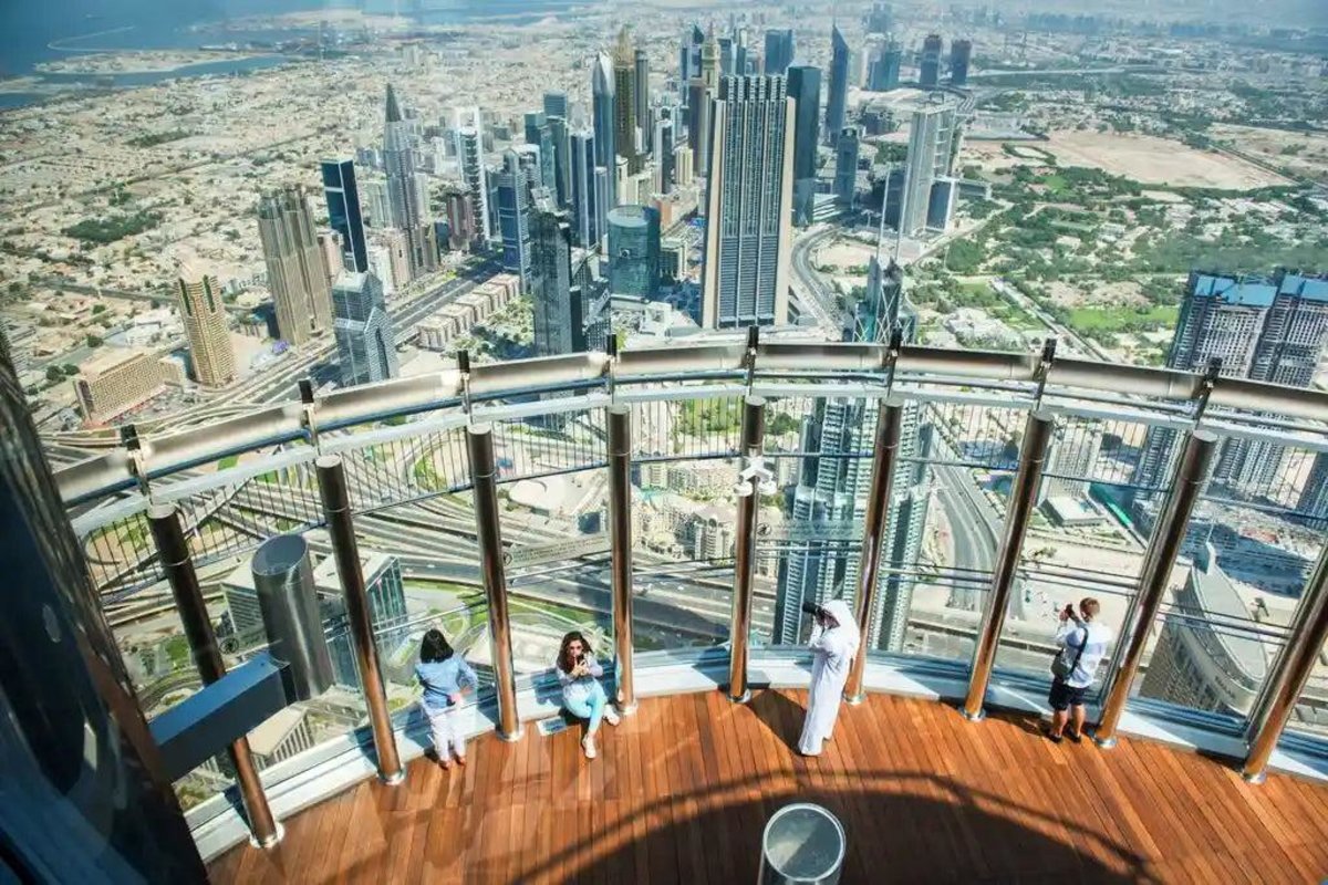 Burj Khalifa observation deck with panoramic Dubai views