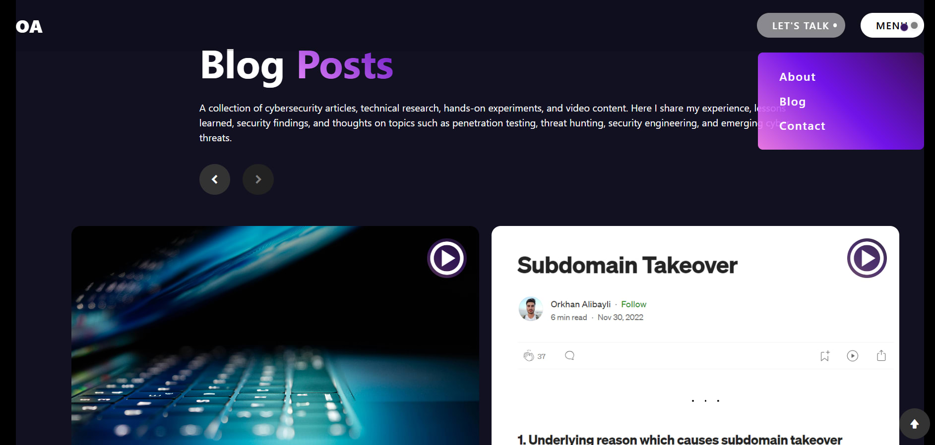 Orkhan Alibayli — Full-Stack Personal Blog