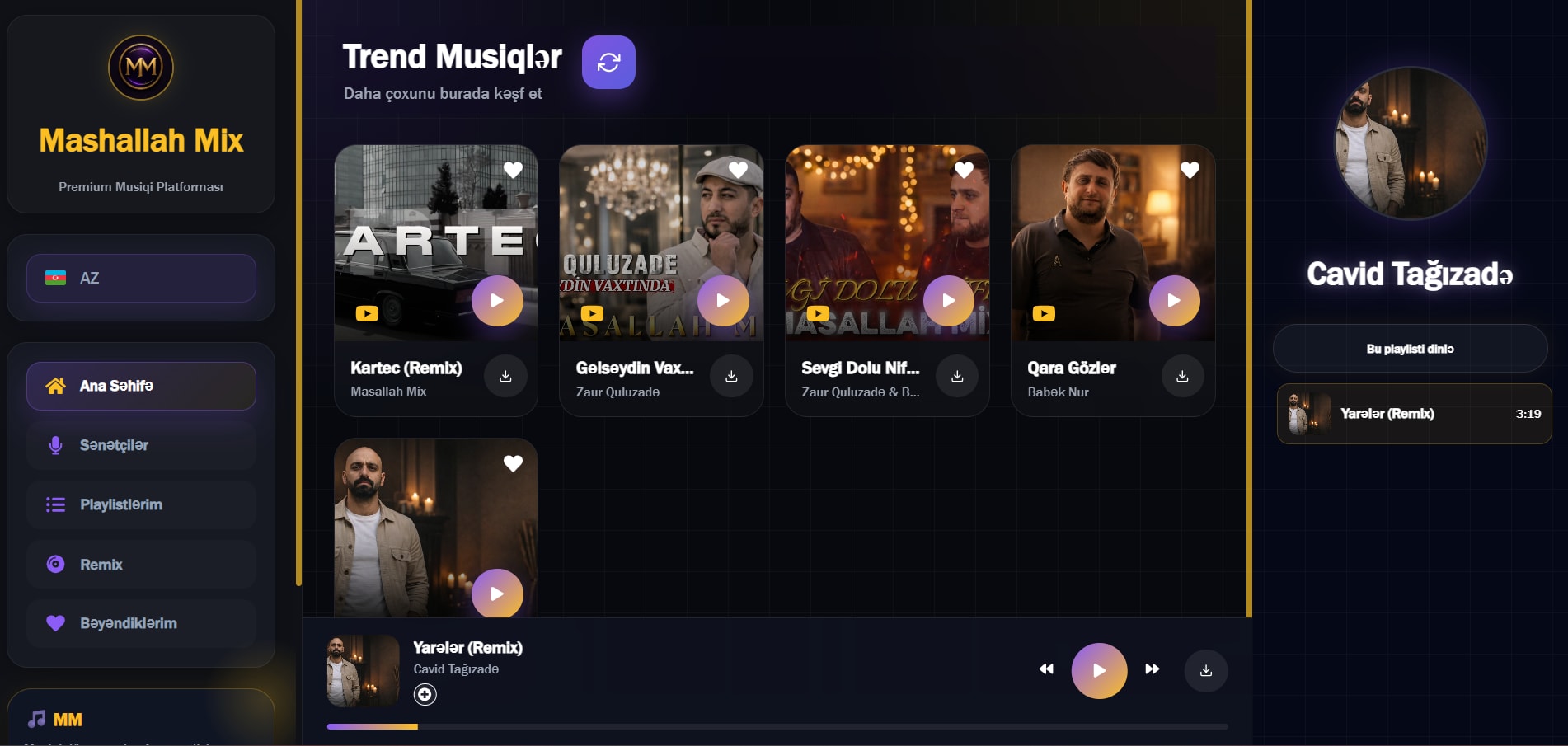 Musiqi platforması — Full-Stack