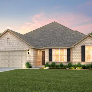 The Northlake, a one-story home with shutters and 2-car garage, shown with Home Exterior A