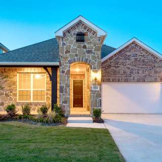 Exterior D with covered front porch and stone accents