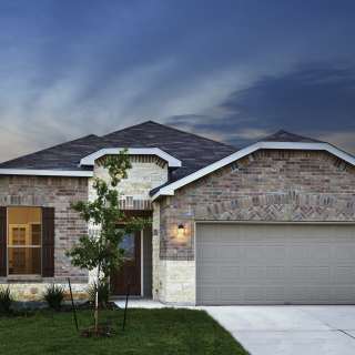 Exterior R - The Morgan plan, a one-story home with 2-car garage