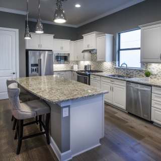 Kitchen with center island	