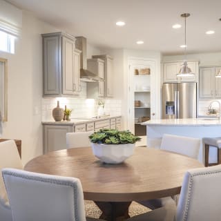 The kitchen island offers additional seating