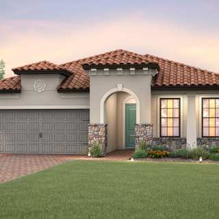 The Summerwood, a single-story family home with a 2 car garage, shown with Home Exterior FM3A