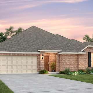 The Sunnyvale, a one-story home with 2-car garage, shown with Home Exterior A
