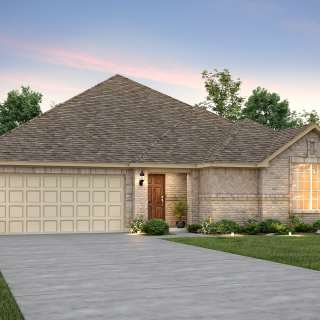 The Sunnyvale, a one-story home with 2-car garage, shown with Home Exterior B