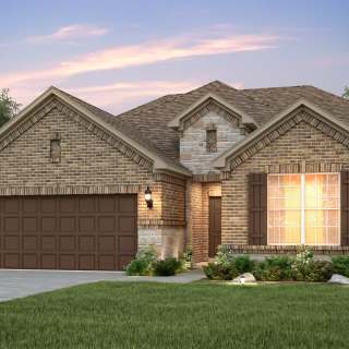 The Mooreville, a two-story home with 2-car cedar garage, shown with Home Exterior B 