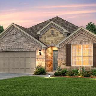 The Sheldon, a one-story home with 2-car garage, shown with Home Exterior C	