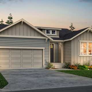 The Preserve, a single-level ranch style home shown in Exterior Design A. 