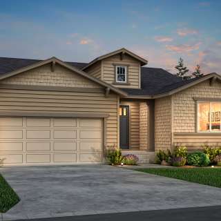 The Preserve, a single-level ranch style home shown in Exterior Design B.