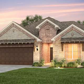 The Mooreville, a two-story home with 2-car cedar garage, shown with Home Exterior D