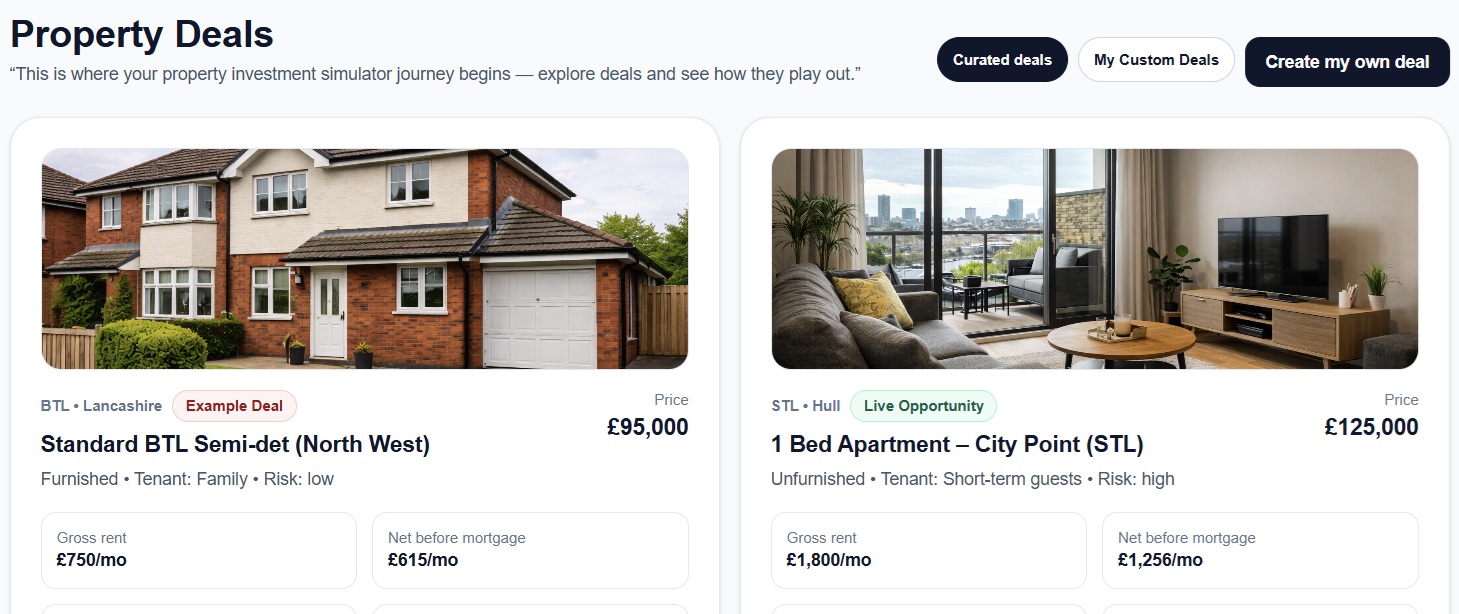 Property investment deals portal