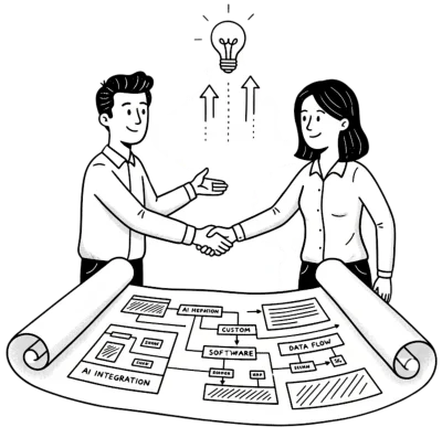 Illustration of a person in a library