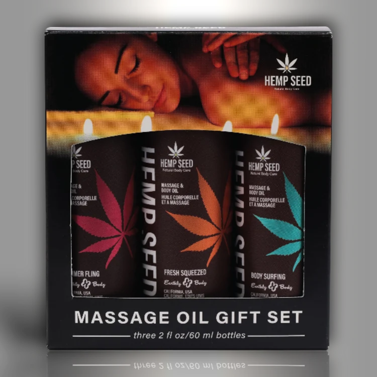 PlayLoveToys - products/hemp-seed-massage-body-oil-trio-gift-set-summer-2025-includes-1-of-each-2oz-body-surfing-fresh-squeezed-summer-fling