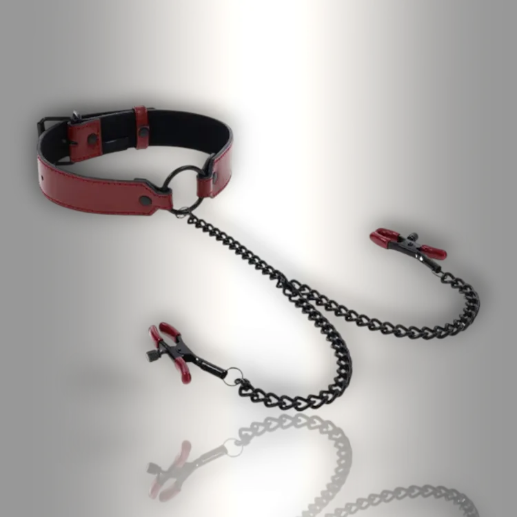 PlayLoveToys - products/saffron-collar-with-nipple-clamps