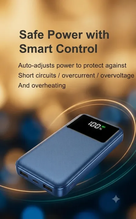 10000mAh Fast Charging Portable Power Bank with LED Digital Display & Built-in Cables - Image 3