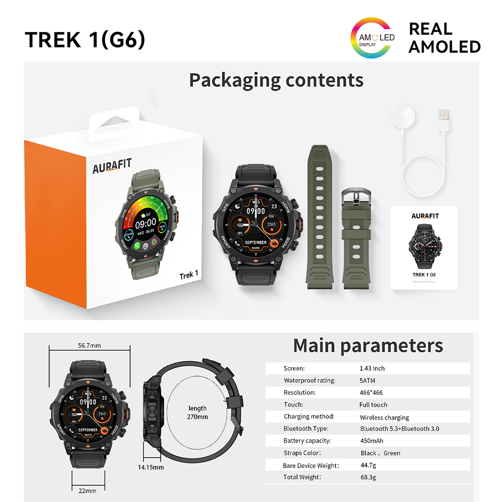 AuraFit TREK 1 G6 Smartwatch – Built-in GPS, AMOLED Display & Bluetooth Calling - Image 12
