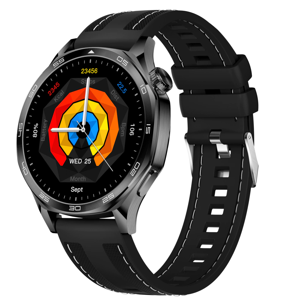 AuraFit AM32 1.43" AMOLED Smartwatch – Silver with Orange Strap (Includes Free Extra Strap) - Image 2