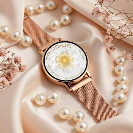 AuraFit ELLA 3 AM28 Smartwatch – Gold with Metal Chain Strap - Image 2