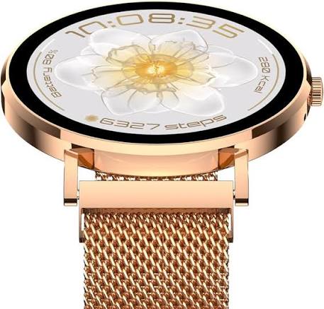 AuraFit ELLA 3 AM28 Smartwatch – Gold with Metal Chain Strap - Image 3