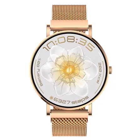 AuraFit ELLA 3 AM28 Smartwatch – Gold with Metal Chain Strap - Image 4