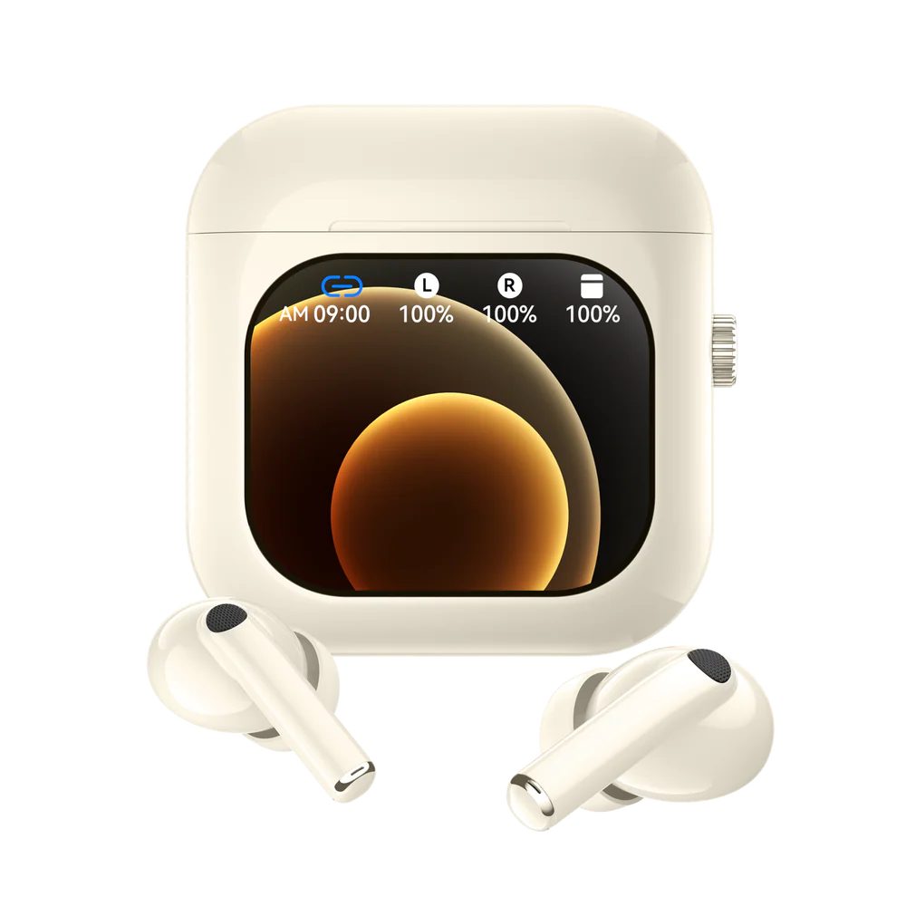 AuraFit X6 AirPods Smart Display Earbuds with 4GB Storage – Available in Black & White - Image 4