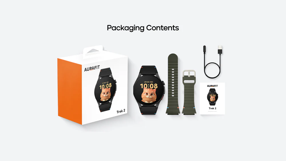 AuraFit TREK 2 G12 GPS Smartwatch – Black (Includes Free Extra Strap) - Image 4
