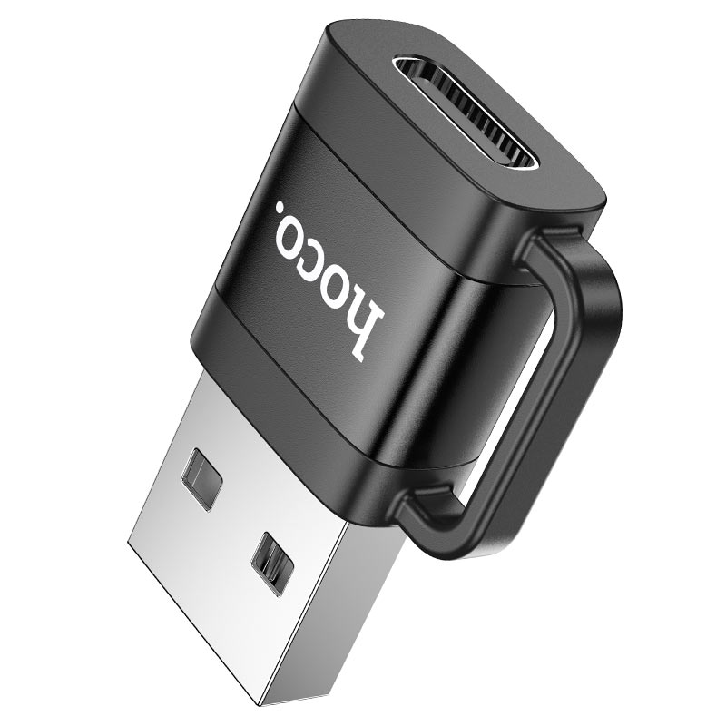 HOCO UA31D USB Male to Type-C Female USB 2.0 Adapter – Black - Image 2