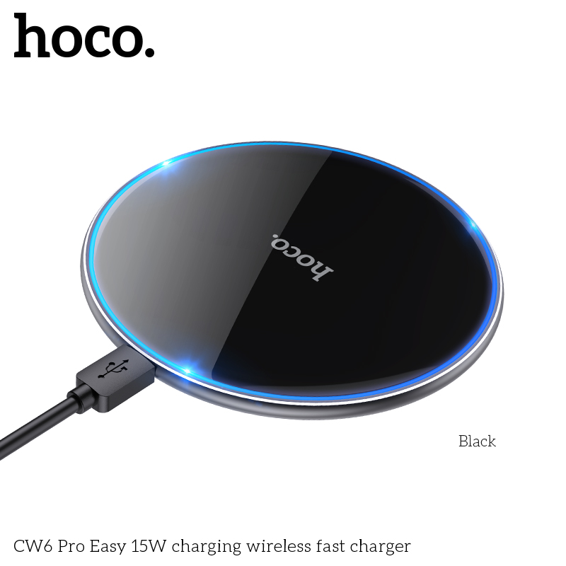 HOCO CW6 Pro Easy 15W Wireless Fast Charger Pad – Black