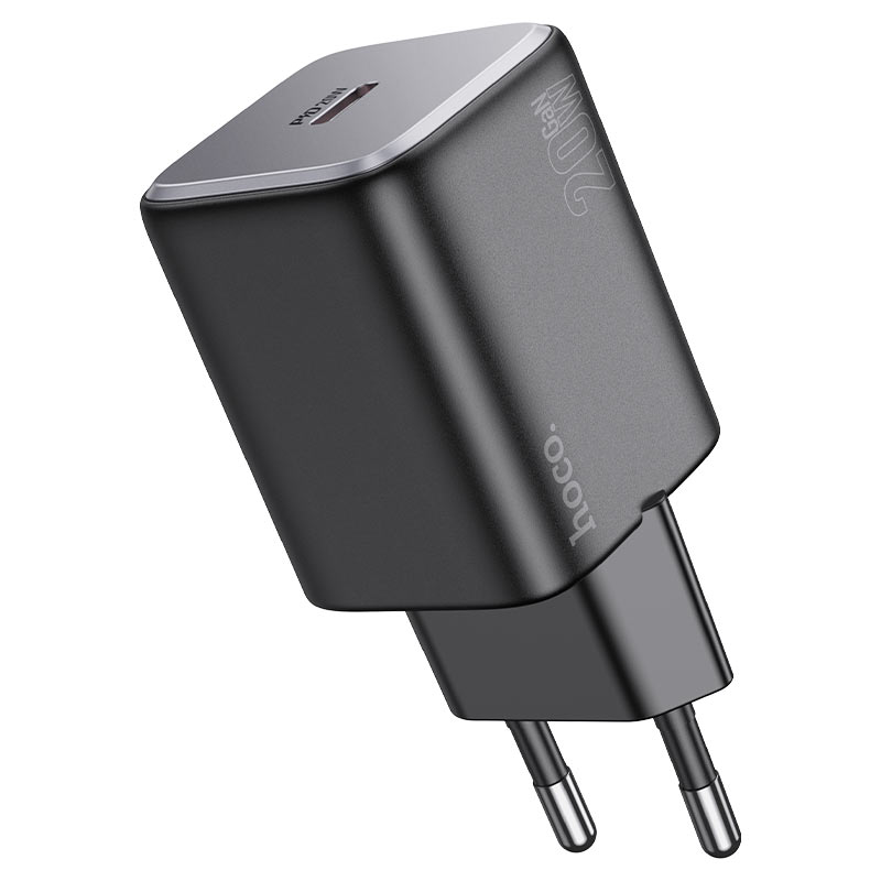HOCO N40 Mighty Single Port PD 20W Fast Wall Charger (EU Plug) – Black