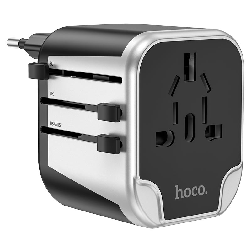 HOCO AC5 Level Dual-Port Universal Conversion Travel Adapter Charger – Black