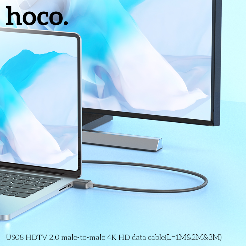 HOCO US08 HDTV 2.0 Male-to-Male 4K HD Video Cable (2M) – Black - Image 5