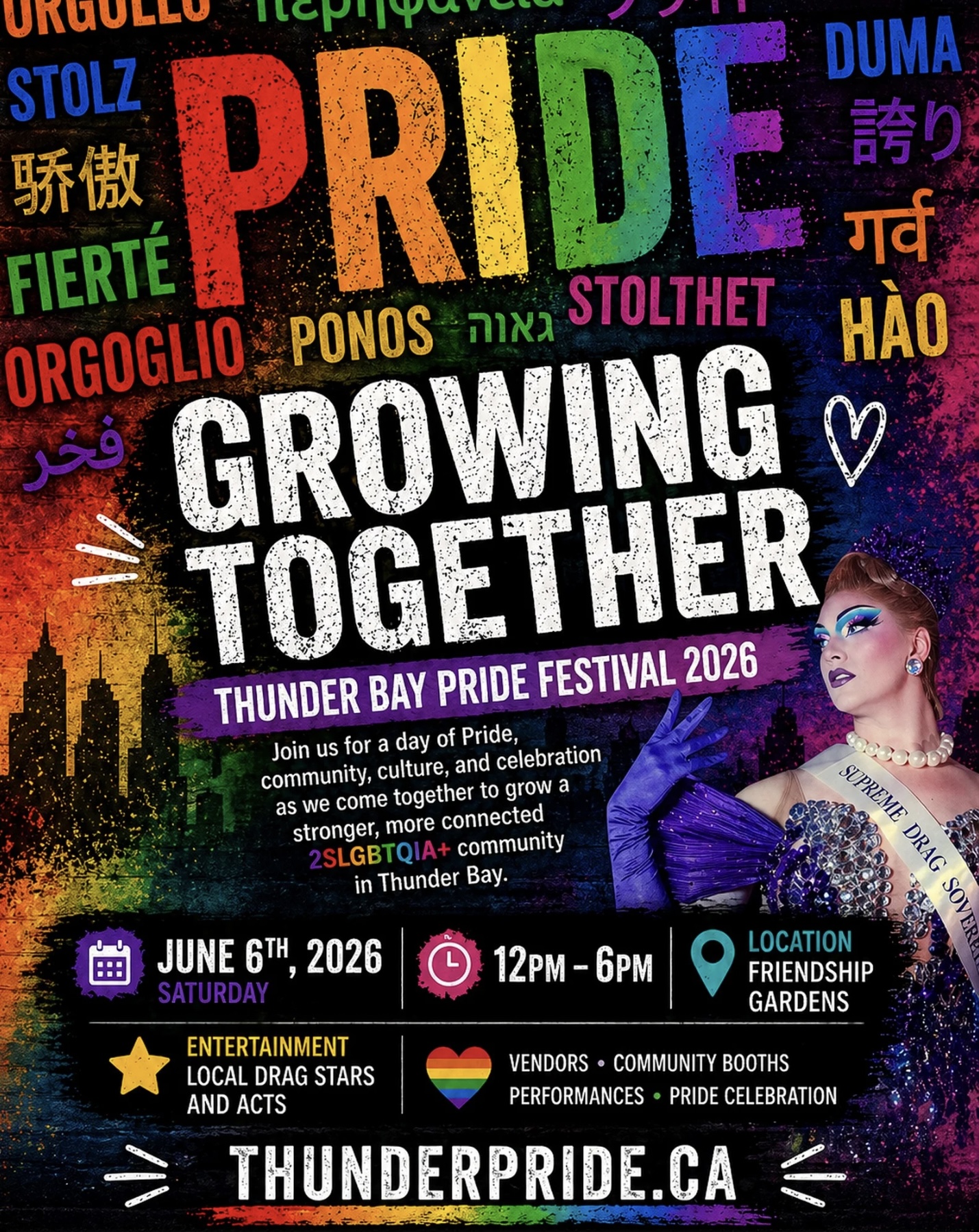 Thunder Bay Pride Festival 2026 official event poster