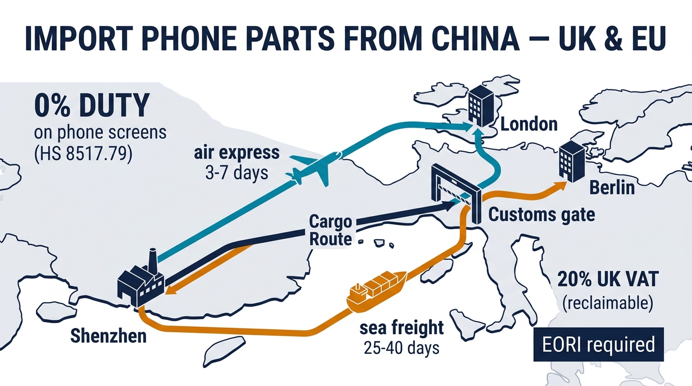 How UK and EU Buyers Can Import Phone Parts from China: Customs, VAT, and Shipping Logistics