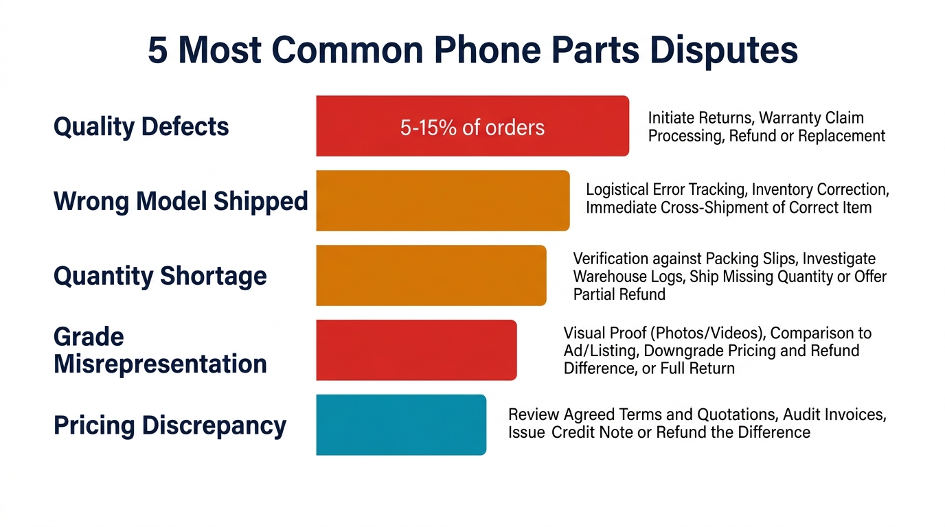Five common types of phone parts disputes with severity levels