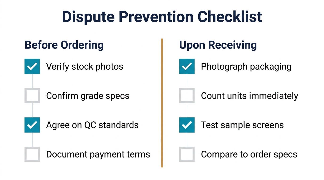 Prevention checklist to minimize phone parts disputes