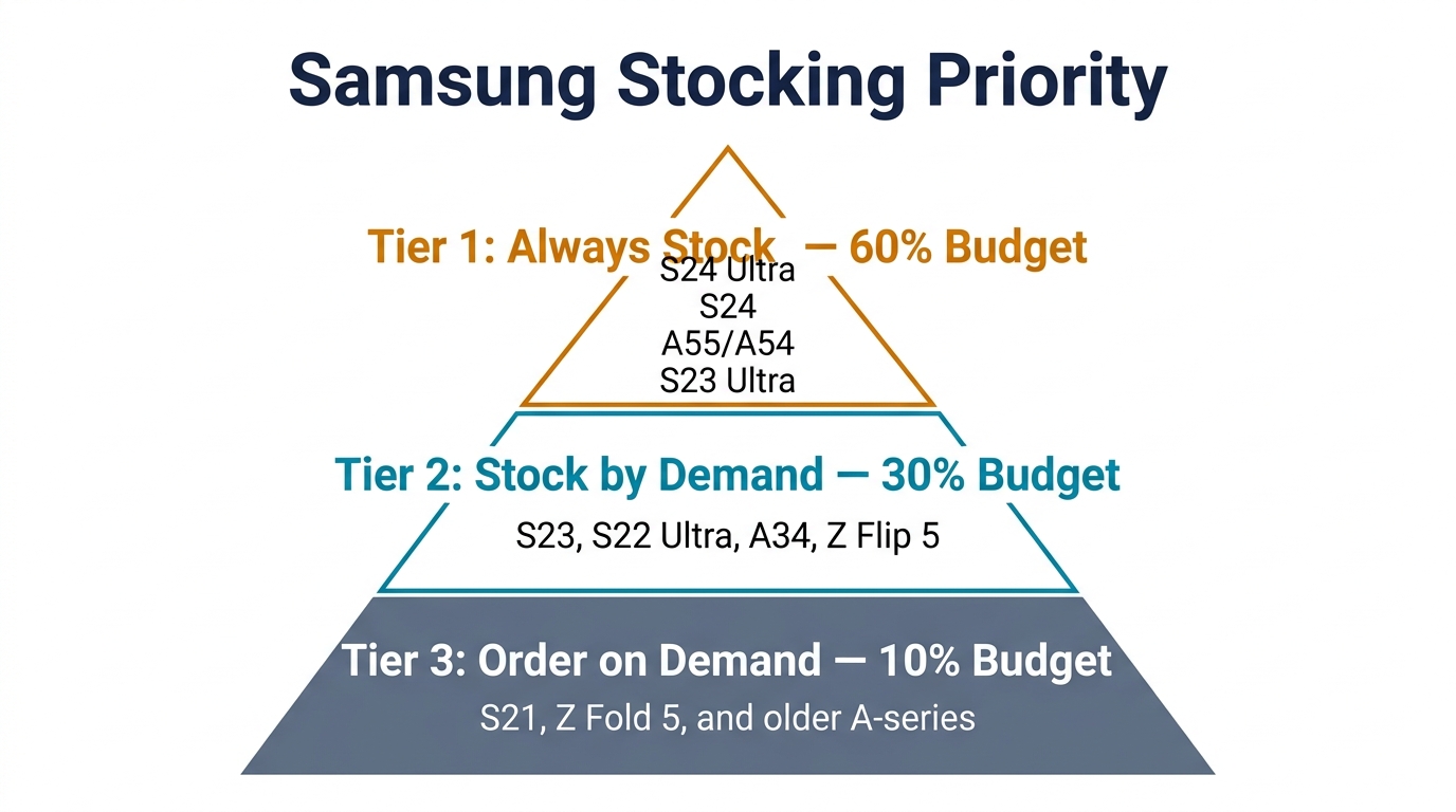 Samsung screen stocking priority tiers for repair shops
