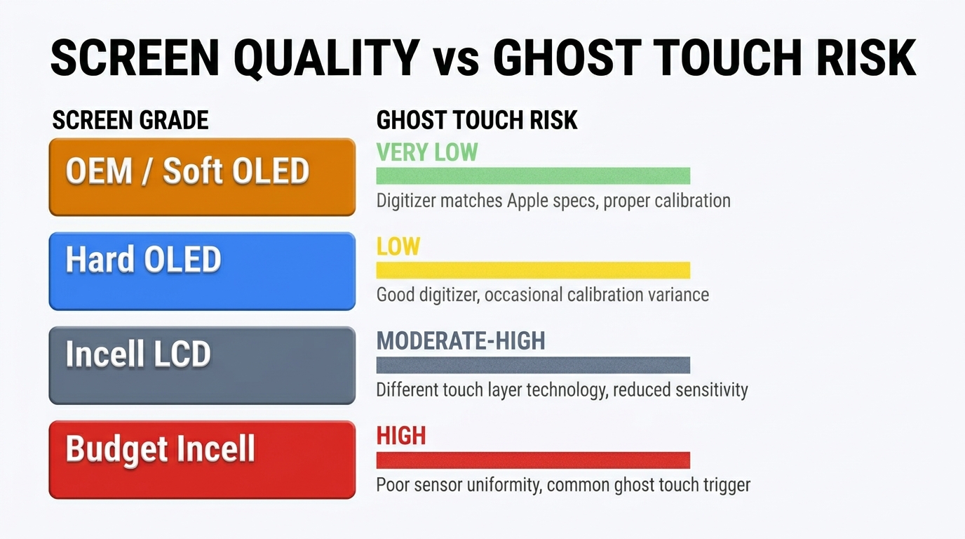 Screen quality grade vs ghost touch risk — OEM to budget Incell comparison
